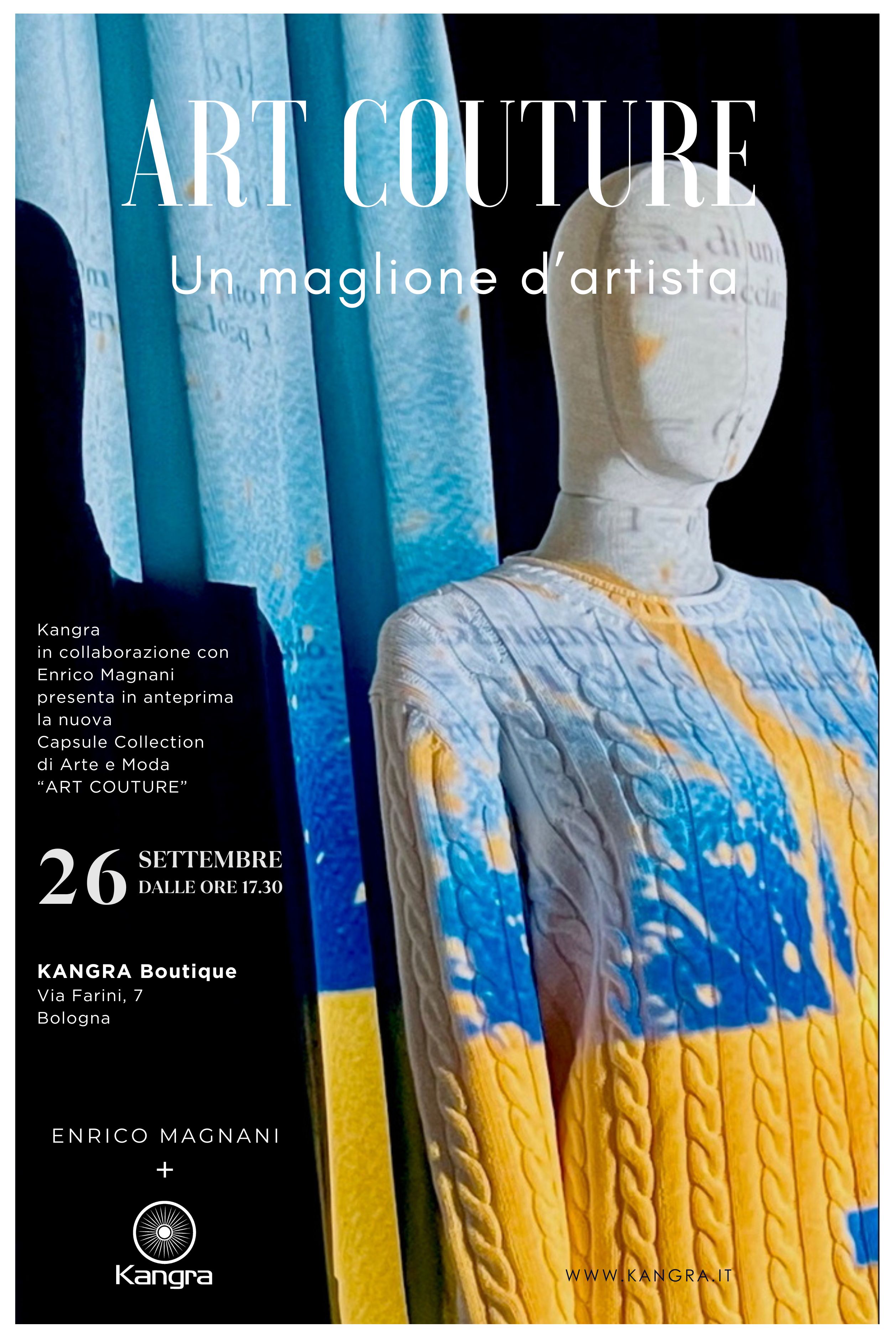 enrico magnani, arte, moda, art, couture, kangra, bologna, maglione, artista